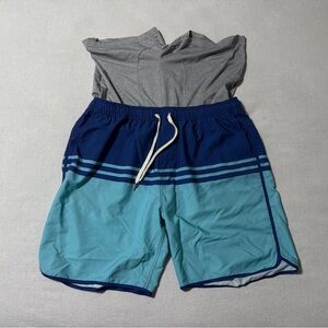 Fair Harbor Anchor Mens 3XL Swim‎ Trunks Blue Nautical Striped XXXL
